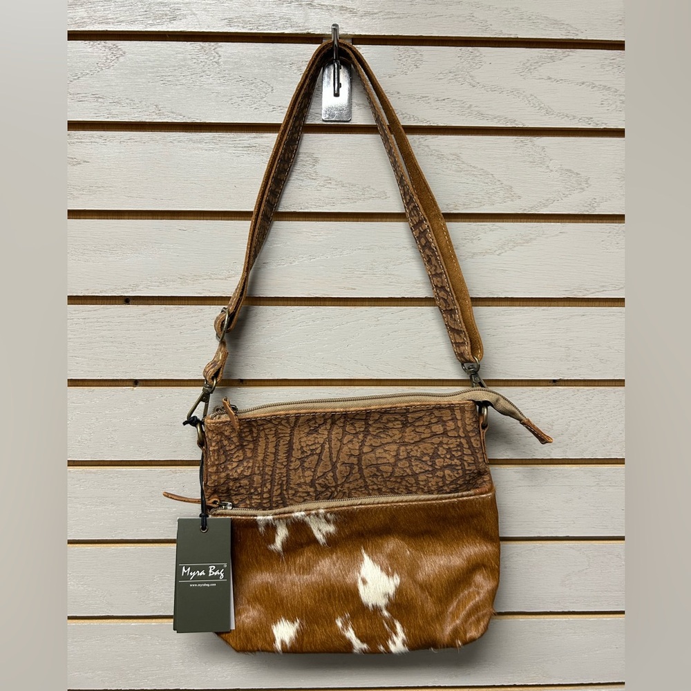 Myra Bag Brown and White Patterned Crossbody
